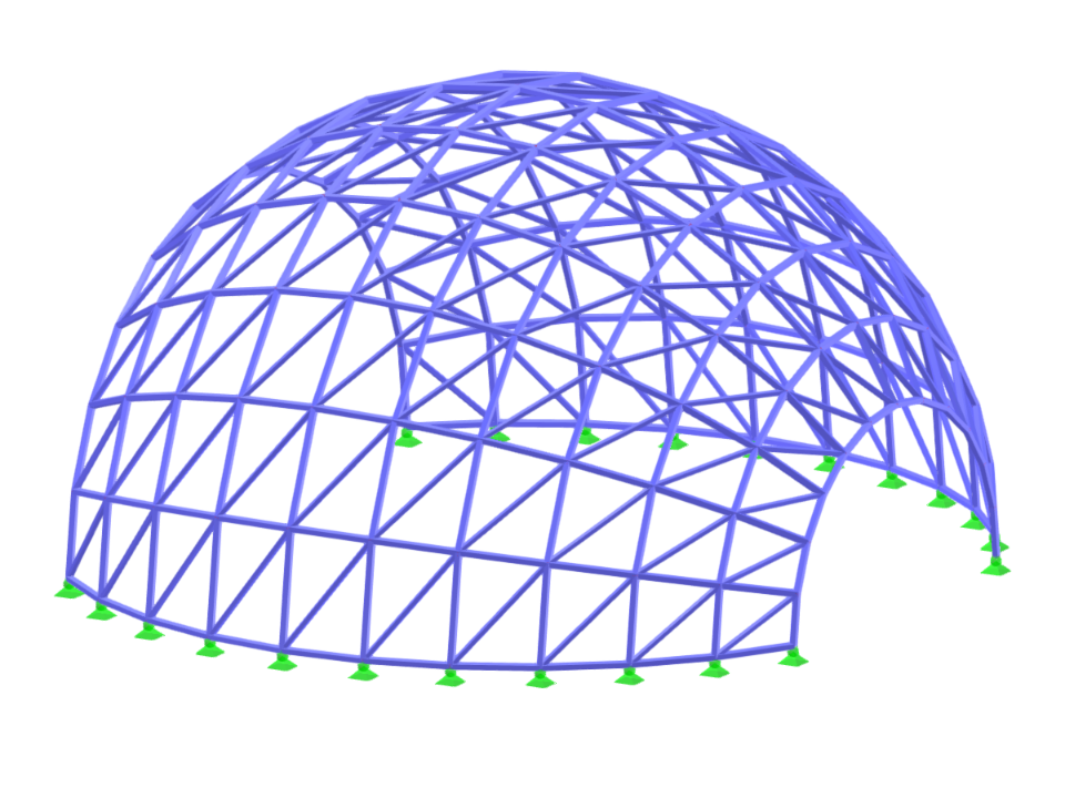 Analisi di una struttura a cupola geodetica utilizzando strumenti software avanzati di ingegneria.