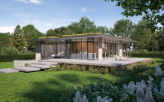 Casa unifamiliare a Brandis con solaio in CLT, platea di fondazione sospesa e tetto piano verde, © STUDIO RALF HUG GmbH