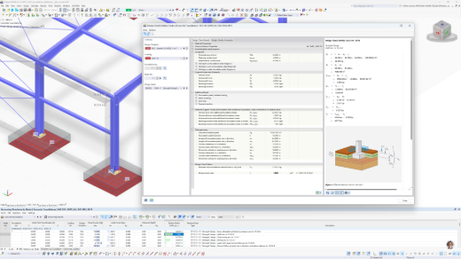 Finestra Dettaglio verifica in RFEM 6 che mostra la derivazione completa della formula e il riferimento normativo per la verifica a sollevamento di una fondazione isolata