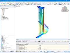 Modello della scala A in RFEM con casi di carico e deformazioni