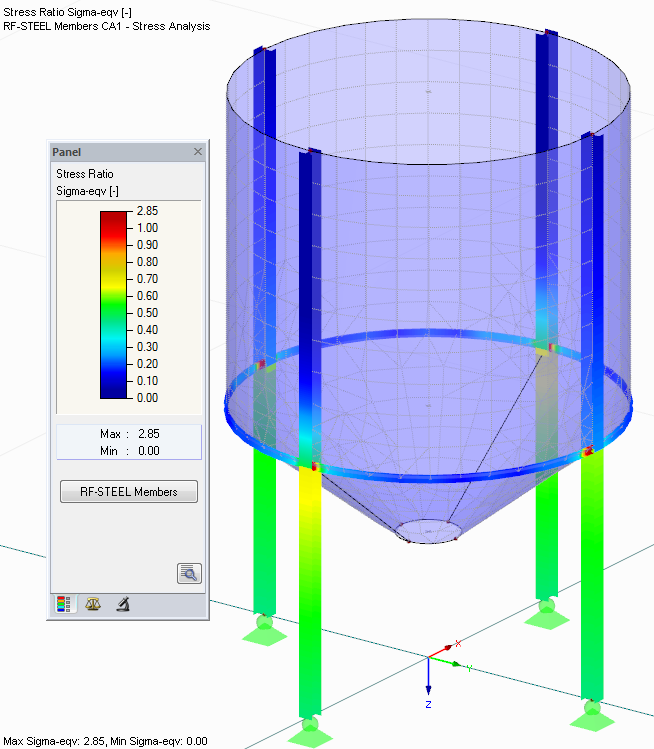 Obraz 01 - Colored Results in RFEM Graphic - Members