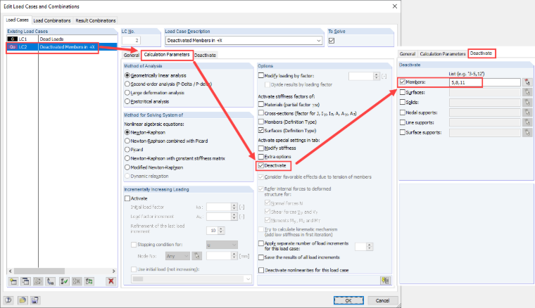 Opcja „Dezaktywacja” w RFEM