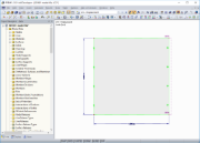 Berechnungsmodell in RFEM: ein FE-Element, links gehalten, rechts gezogen