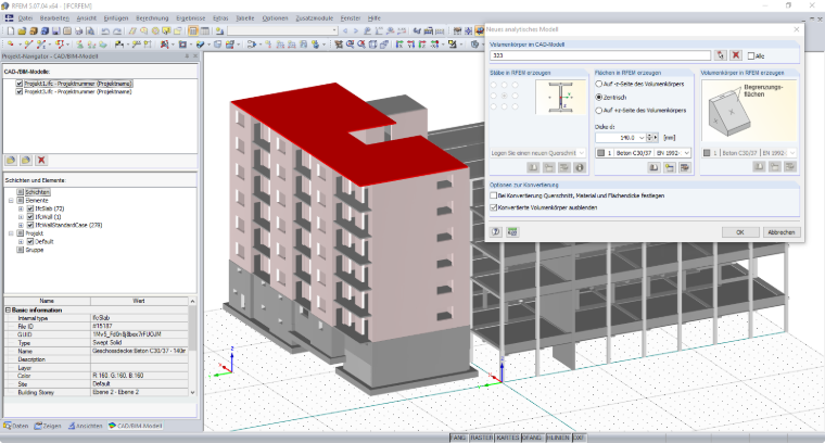 IFC-Coordination-View-Modelle in RFEM, Visualisierung und selektive Umwandlung in natives, intelligentes RFEM-Objekt