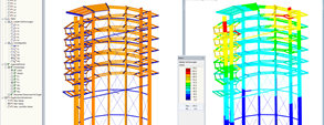 Model 3D i odkształcenie wieży widokowej w RSTAB (© WIEHAG GmbH)