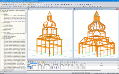 Modele 3D dwóch najwyższych kopuł w RSTAB (© Moses Structural Engineers Inc.)