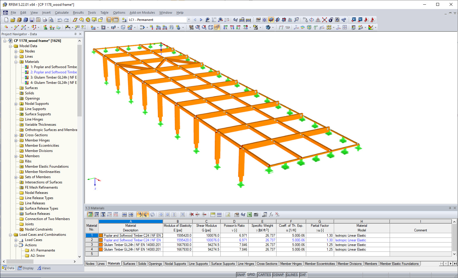 Model holu wejściowego z drewna - RFEM (© BET Moselle Bois)