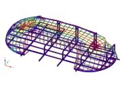 Odkształcenie konstrukcji stalowej kopuły w RFEM (© Octatube)