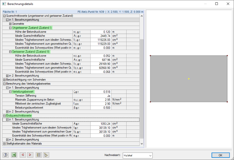 Dialog Berechnungsdetails