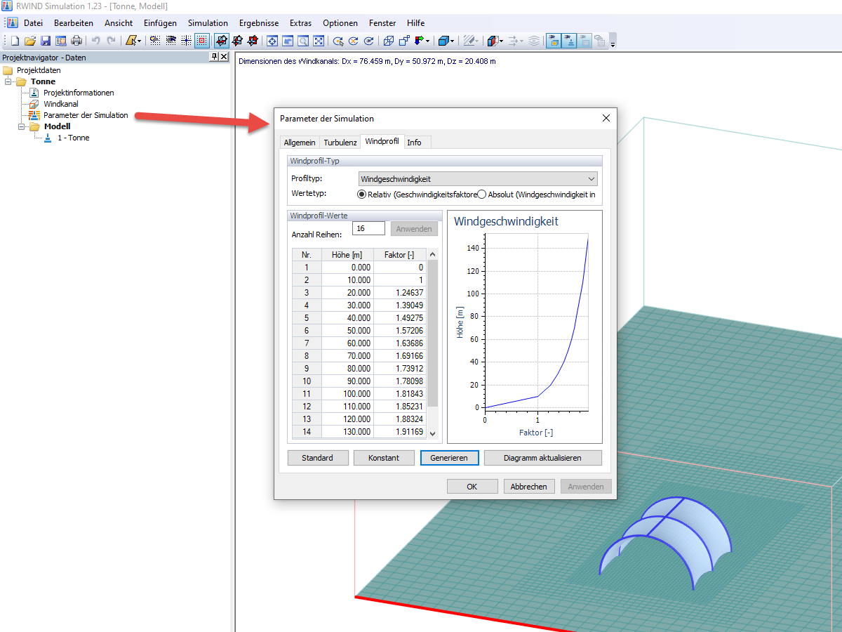 Ustawienie w RWIND Simulation