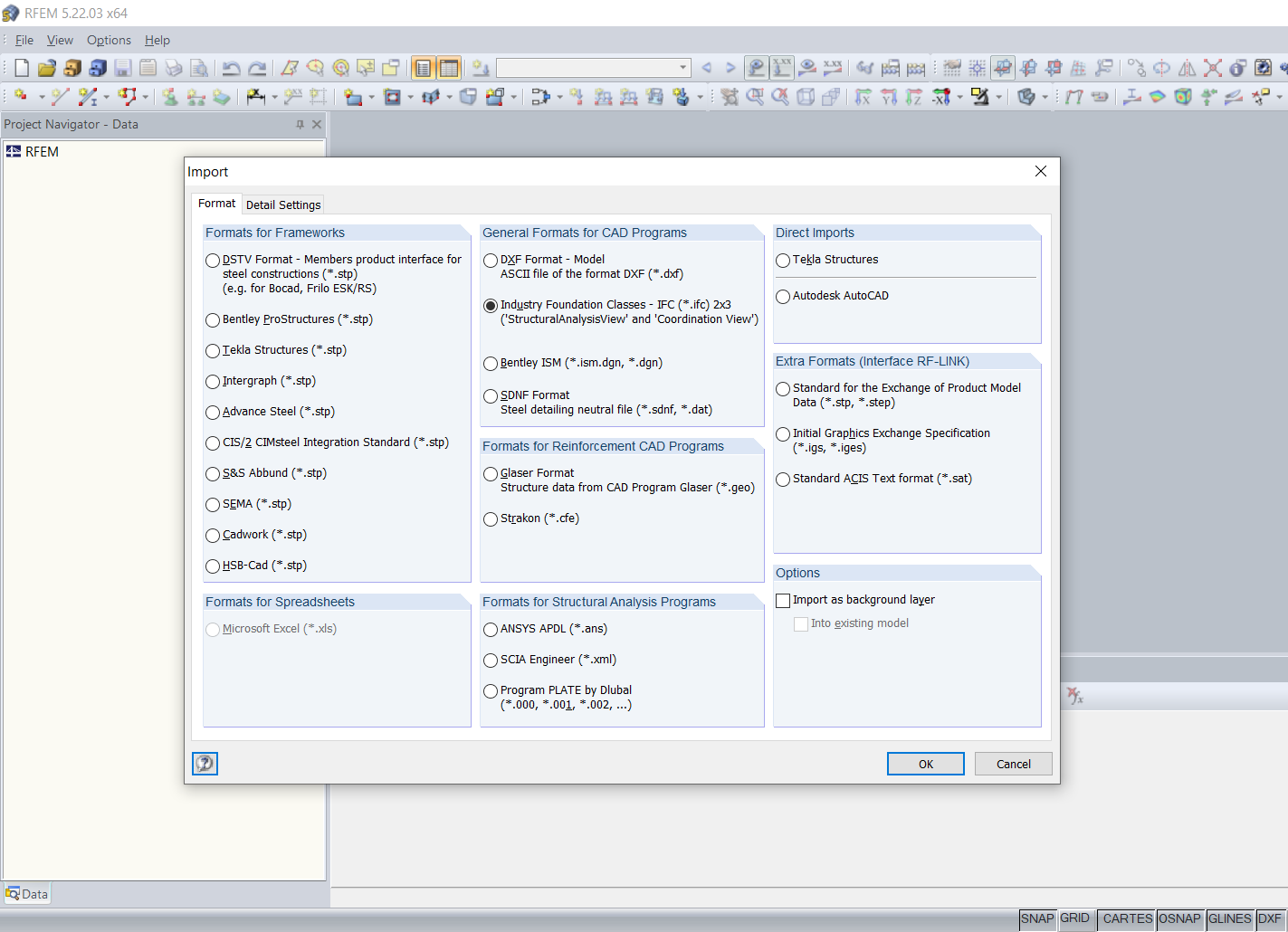 Formaty importu do RFEM