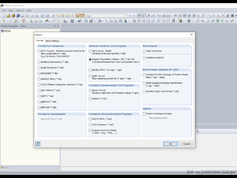 Formaty importu do RFEM