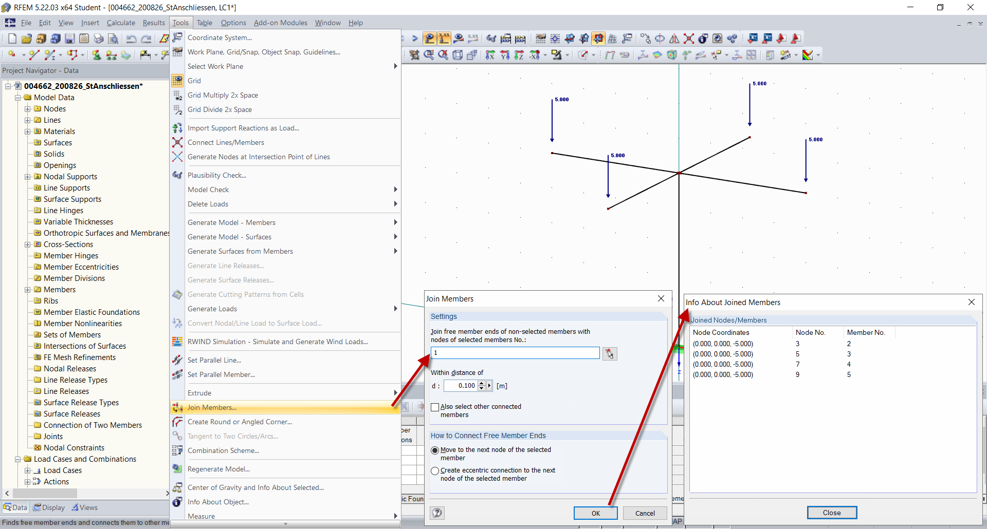 Funkcja "Dołącz do prętów"