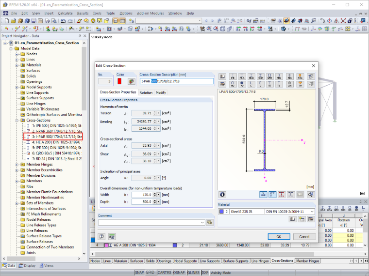 Anpassung des parametrischen Profils