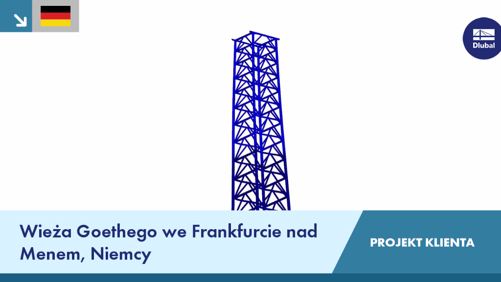Widok na wieżę Goethego we Frankfurcie nad Menem jako część projektu budowlanego.