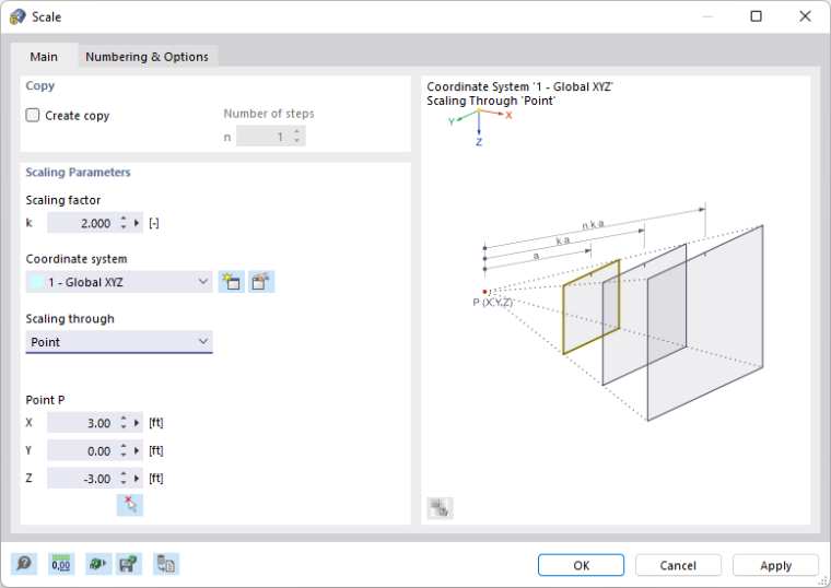 Okno dialogowe "Skala"