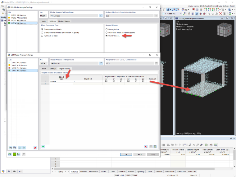 FAQ 005158 | Jak mogę pominąć masy w analizie modalnej w programie RFEM 6/RSTAB 9?