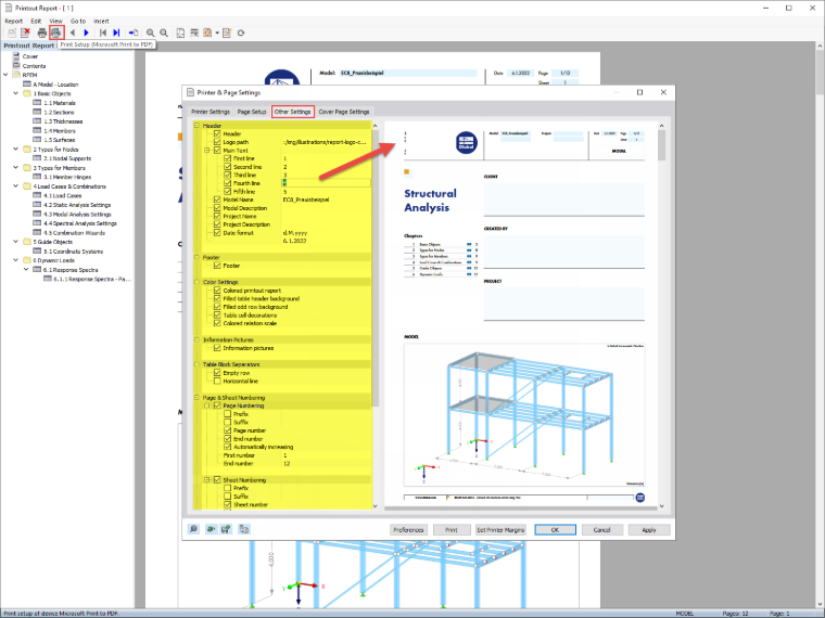 FAQ 005172 | Czy można dostosować układ (na przykład nagłówek) w protokole wydruku w programie RFEM 6/RSTAB 9?