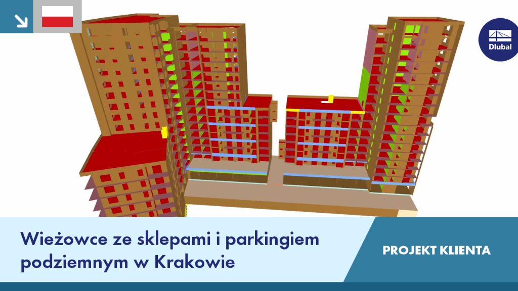 Wieżowce mieszkalne ze sklepami i podziemnym parkingiem w Krakowie, projekt klienta w Polsce