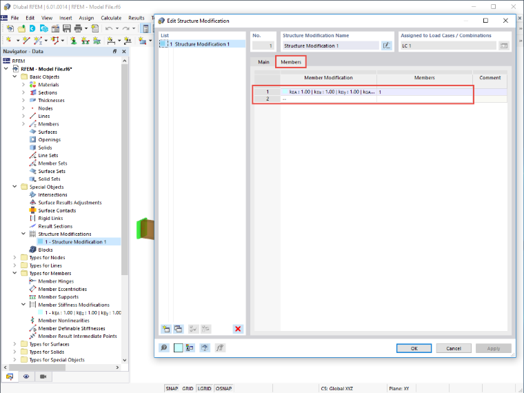FAQ 005201 | Jak mogę zmodyfikować sztywności poszczególnych prętów za pomocą współczynnika w programach RFEM 6 i RSTAB 9?