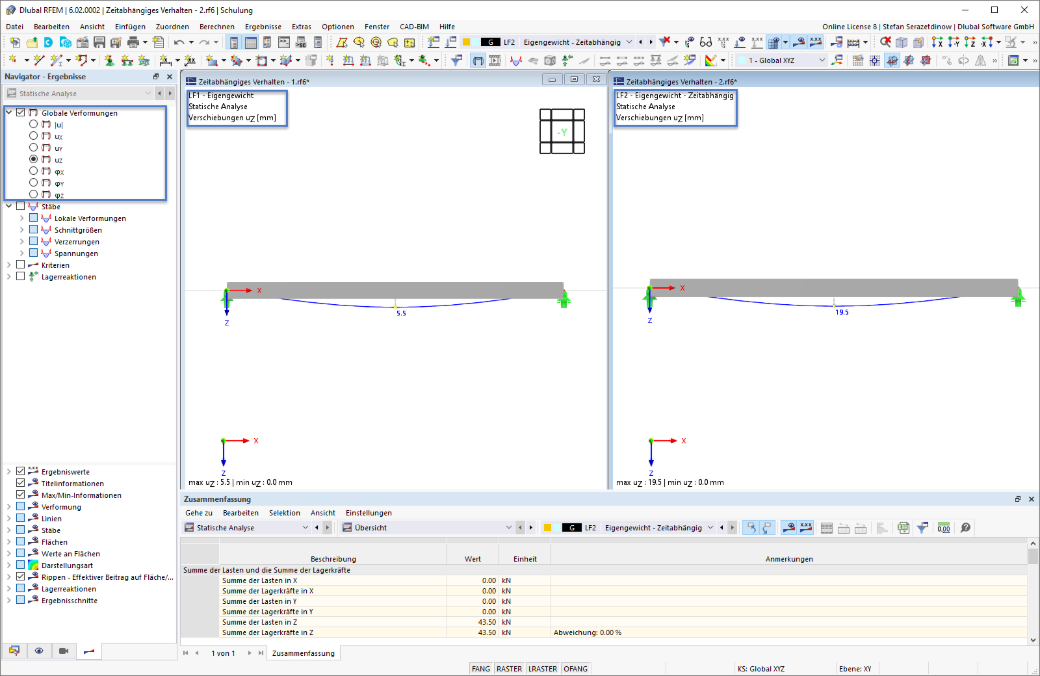 Zależna od czasu analiza belki jednoprzęsłowej