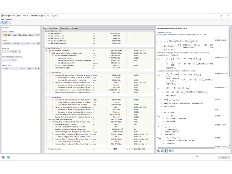 KB 001741 | Obliczanie wytrzymałości na przebicie w RFEM 6 zgodnie z ACI 318-19 i CSA A23.3-19