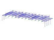 Częściowy model hali północnej w RFEM (© Isenmann Ingenieure)