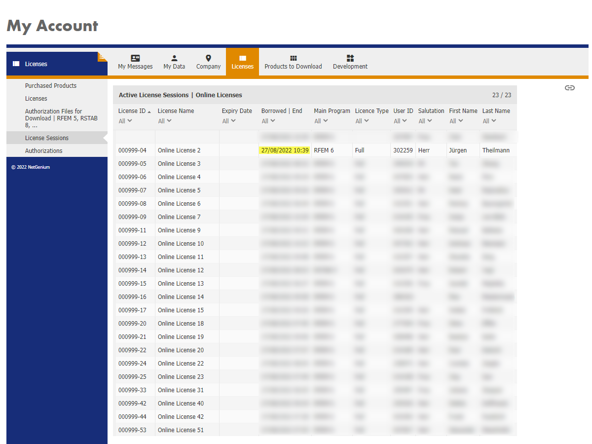 FAQ 005305 | Zalogowałem się za pomocą mojej licencji online firmy Dlubal o godzinie 12:39 (czas środkowoeuropejski letni). Chciałbym zarezerwować licencję na 24 godziny.