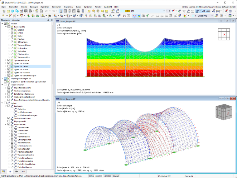 Południkowa konstrukcja membranowa z podporami montażowymi