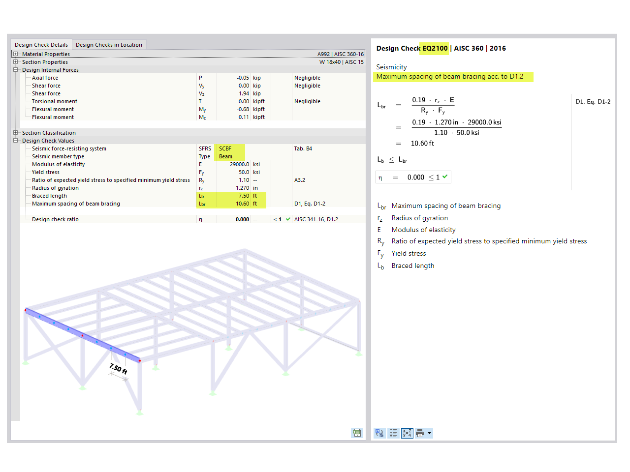 KB 001775 | AISC 341-16 Projektowanie konstrukcji stężonych w RFEM 6