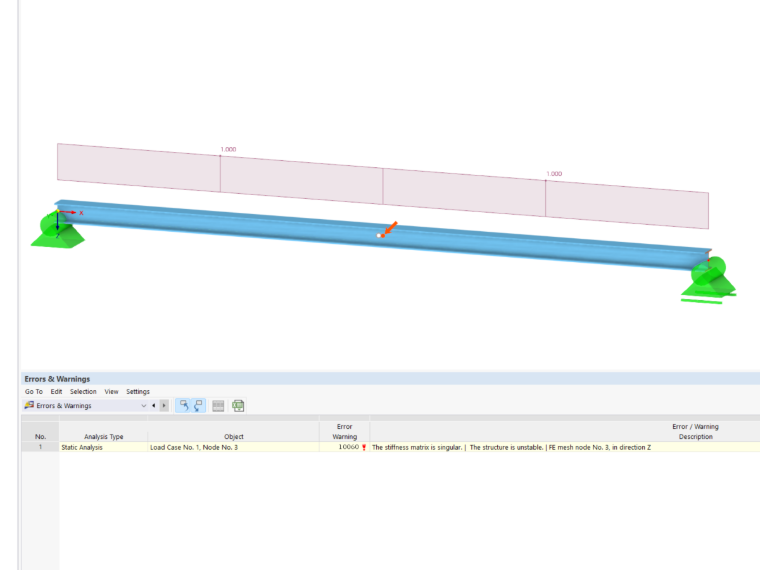 FAQ 005345 | Mój model w programie RFEM 6/RSTAB 9 jest niestateczny. Jaka może być przyczyna?