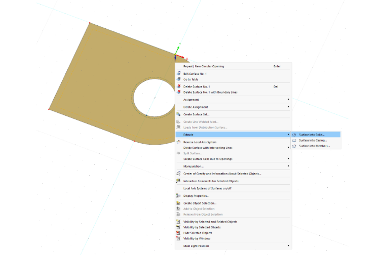 Darstellung der Extrusion einer Fläche zu einem Volumenkörper in Konstruktionssoftware