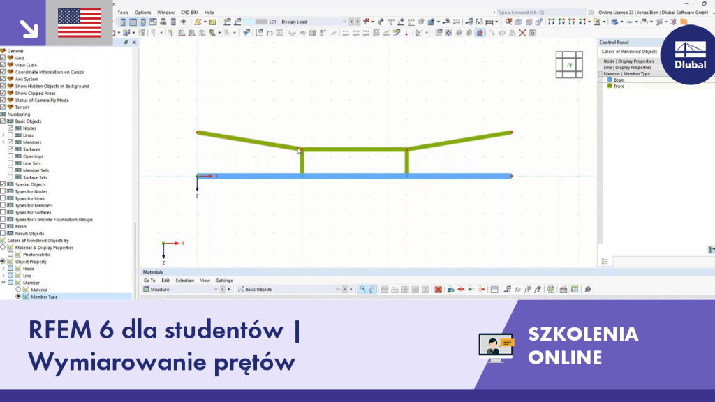 Szkolenie online RFEM 6 dotyczące projektowania elementów dla studentów kierunków budowlanych.