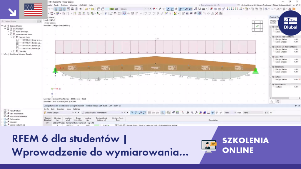 RFEM 6 dla studentów | Wprowadzenie do wymiarowania drewna