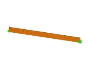 Model konstrukcji przedstawiający deformację i obciążenia, widoczne niekorzystne ugięcie w2.