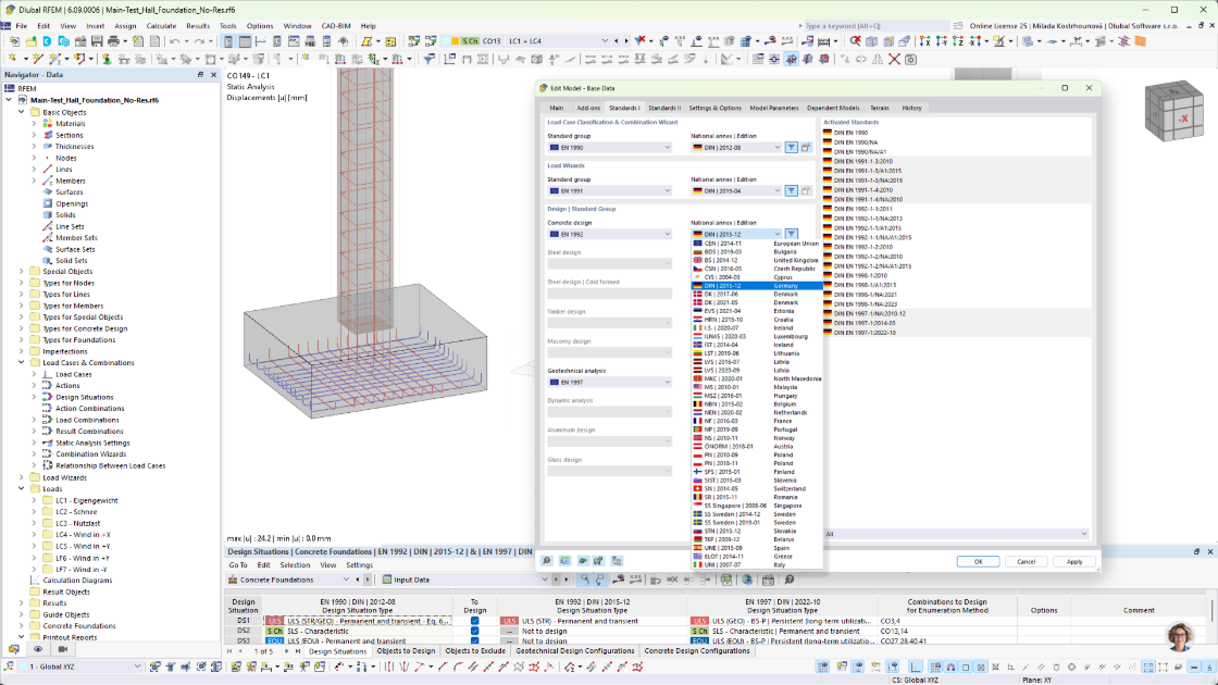 Ilustracja precyzyjnie wykonanych fundamentów betonowych i szczegółowych analiz geotechnicznych zgodnie z Eurokodem 2 i 7