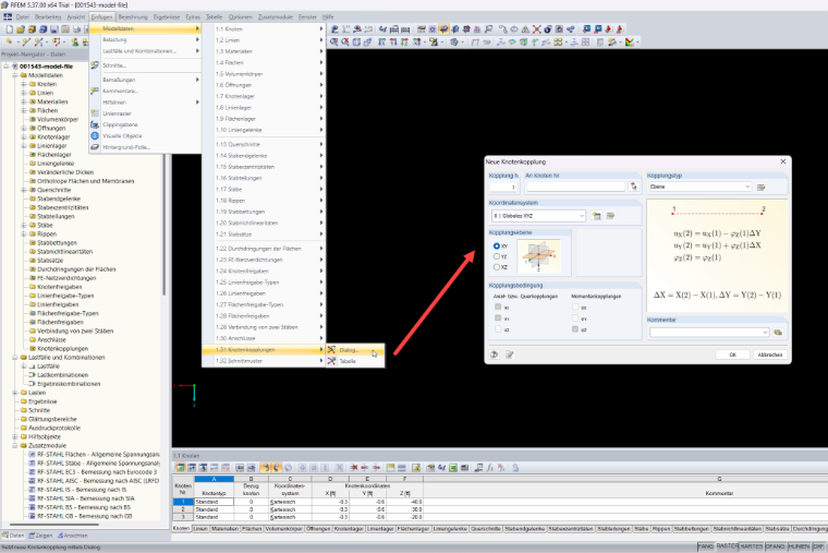 Połączenie węzłowe typu sztywna diafragma | Różnice między RFEM 5 i RFEM 6