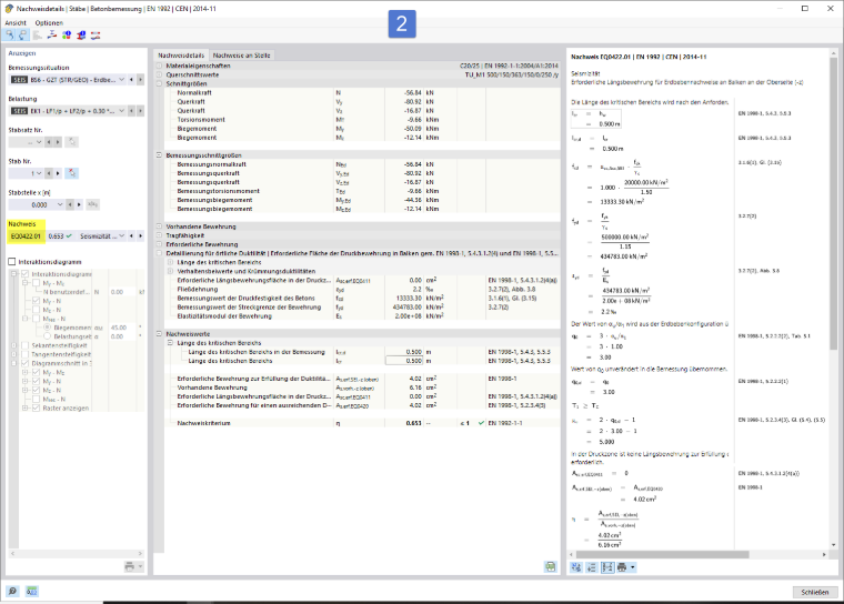 Obraz pokazuje szczegóły wyników zbrojenia w obliczeniach konstrukcji betonowych