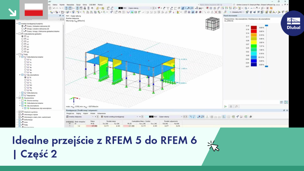 Widok ekranu przedstawiający proces migracji z RFEM 5 do RFEM 6. Przejście między wersjami.