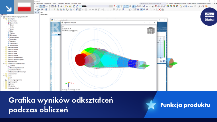 Rysunek pokazujący wyniki deformacji konstrukcji w obliczeniach budowlanych