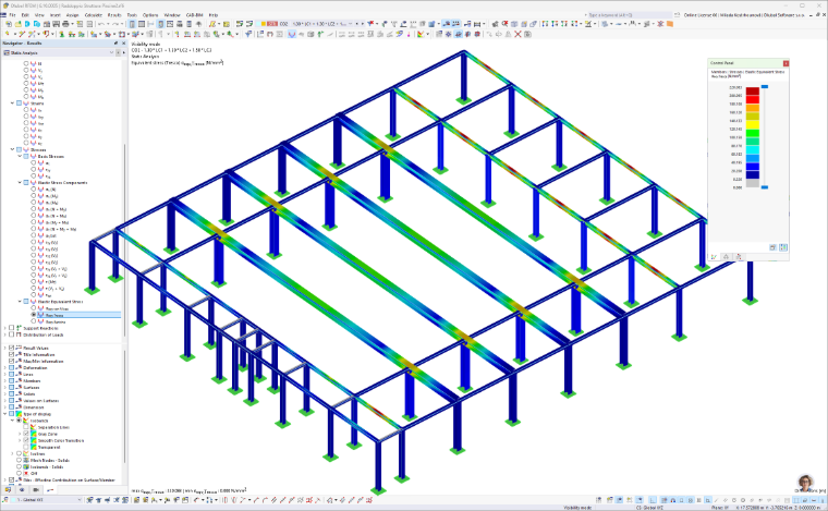 Model analizy naprężeniowej ekwiwalentnej sprężystej renowacji basenu w Sassari