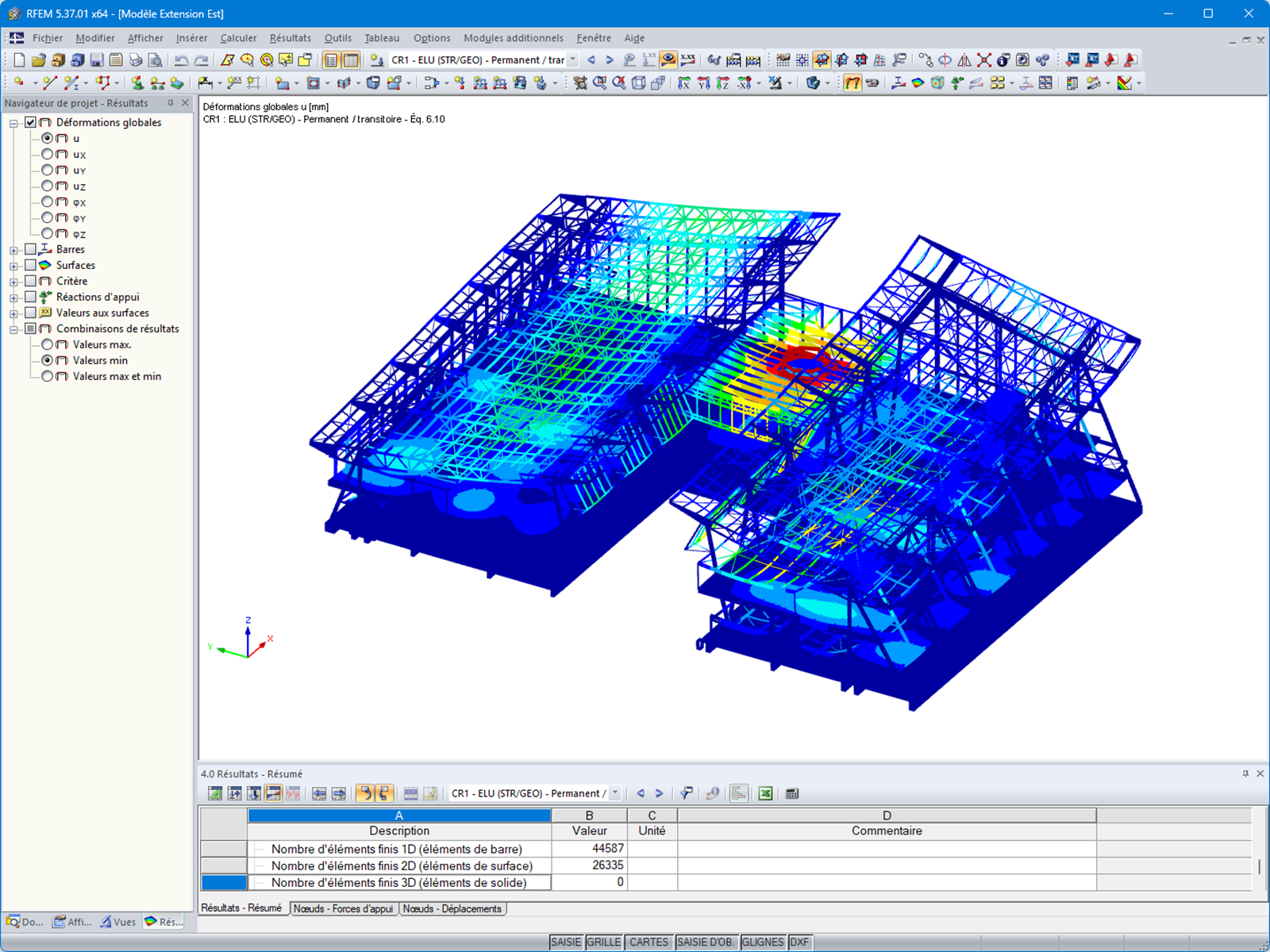 Wizualizacja odkształceń na modelu RFEM 5 lotniska | © AIA Life Designers, architekci