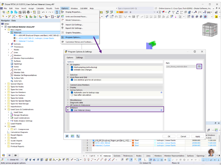 FAQ 005701 | Jak mogę zapisać moje własne, zdefiniowane przez użytkownika materiały w bazie danych materiałów w programie RFEM 6?