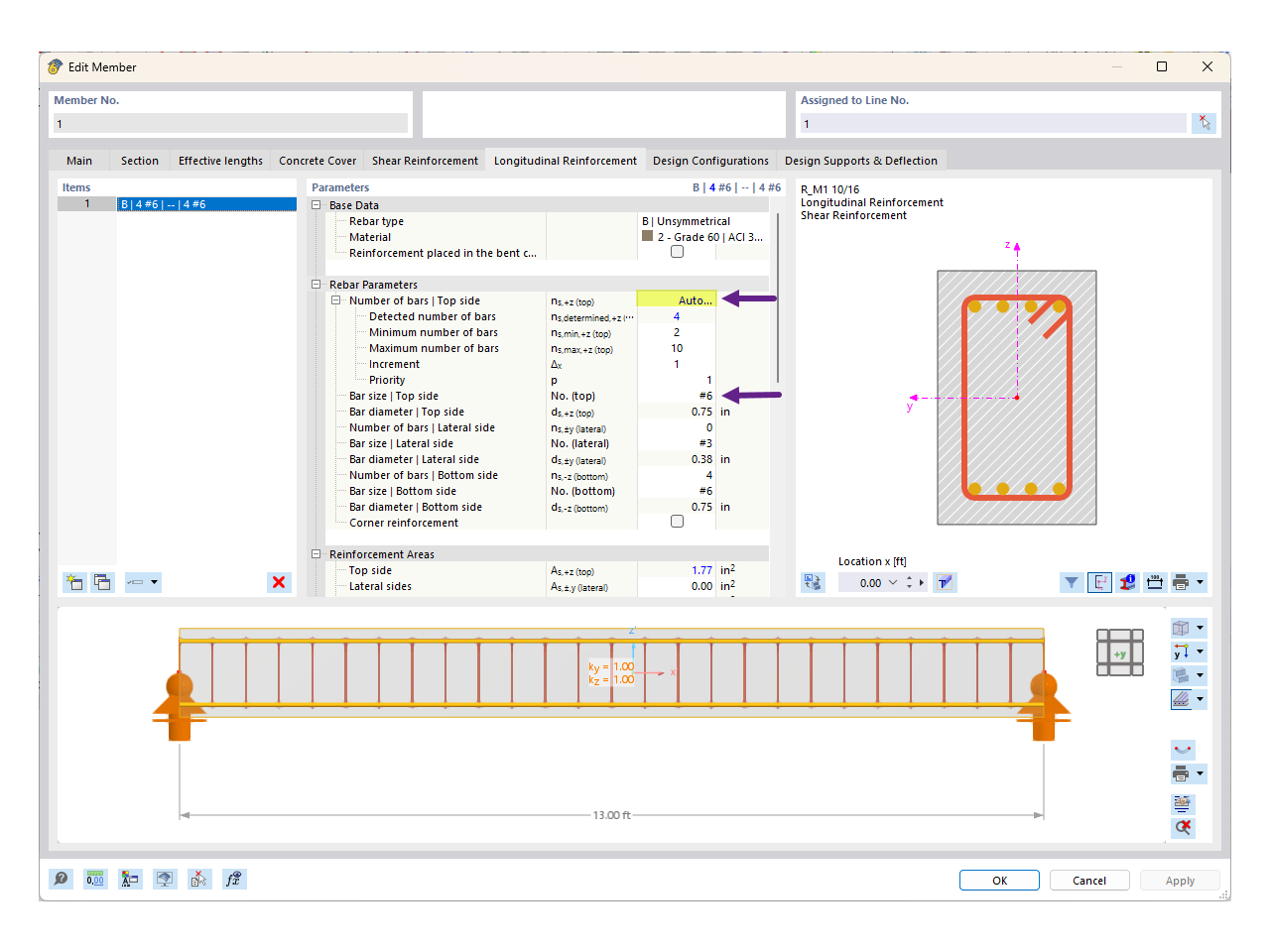 FAQ 005194 | Czy rozszerzenie Projektowanie konstrukcji betonowych w programie RFEM 6 może automatycznie projektować zbrojenie prętów i powierzchni?