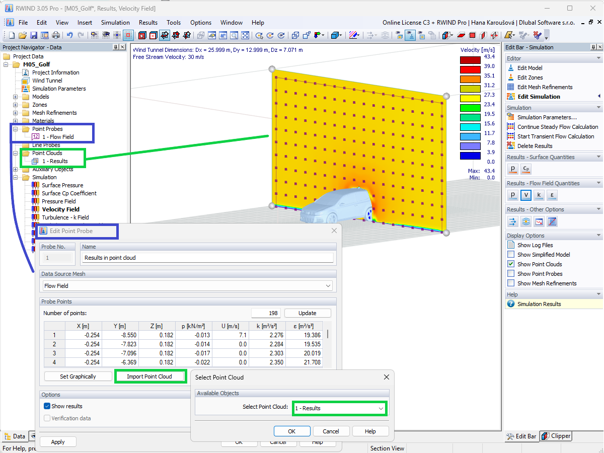 Punktowa sonda utworzona przy użyciu importu chmury punktów