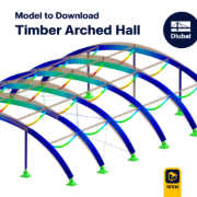 Model drewnianej hali łukowej, ilustracja ekologicznej i estetycznej konstrukcji do wszechstronnych zastosowań