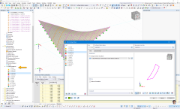 Konstrukcja membranowa przedstawiona w programie RFEM 6 z szablonami paneli tnących podkreślającymi możliwości interfejsu