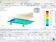 Ilustracja przedstawia symulację częściowego nagromadzenia się śniegu na modułach szklanych przy użyciu rozszerzenia Projektowanie konstrukcji szklanych w programie RFEM 6.