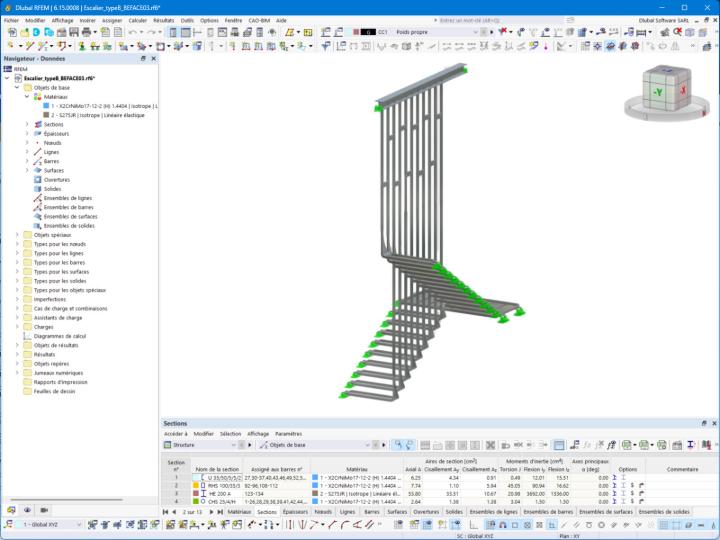 Model schodów B w RFEM