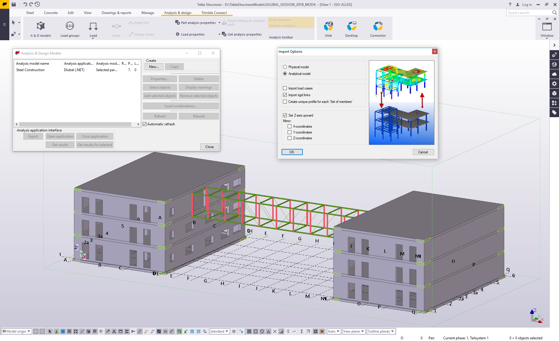 Transferência do modelo físico do Tekla Structures para o RFEM